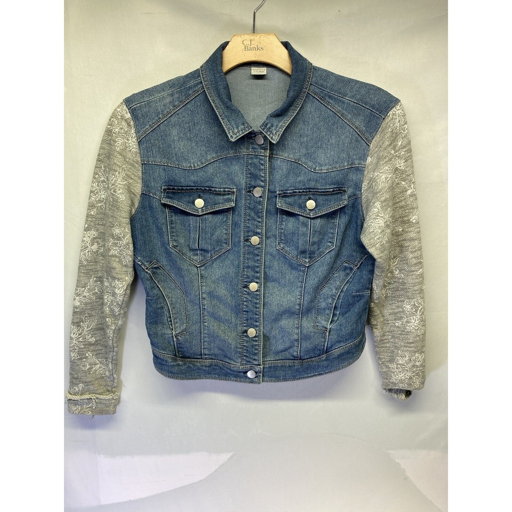 TINSELTOWN Blue & Gray Kids Denim Jacket Sweater Sleeves  XL